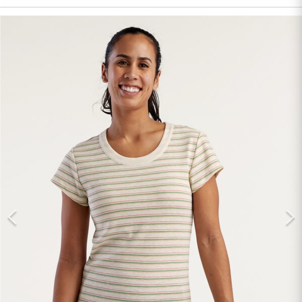 Striped Short Sleeve Tee in Cream and Pink